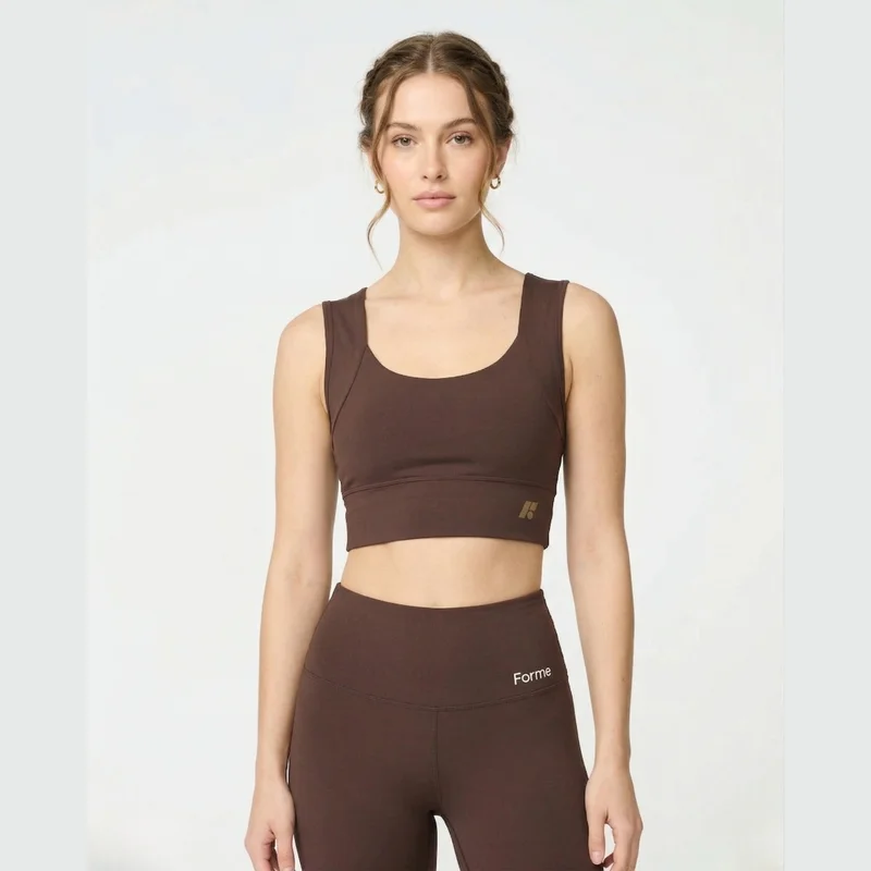 Forme Collagen Power Bra in Chocolat, a brown posture bra, brand product photo